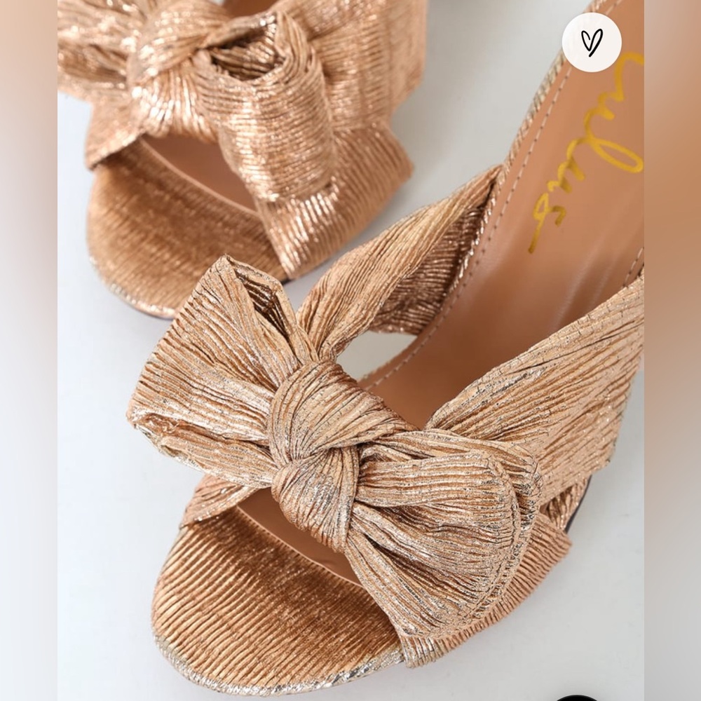 Lulus Dorothea Knotted High Heels in Rose Gold - Women’s size 8